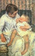 Mary Cassatt Mother About to Wash her Sleepy Child Sweden oil painting artist